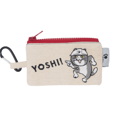 仕事猫 刺繍カラビナポーチ ヨシ!