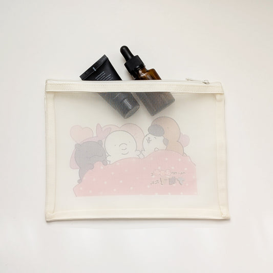 1BM ベルーガのまろみとナカマたち メッシュフラットポーチ