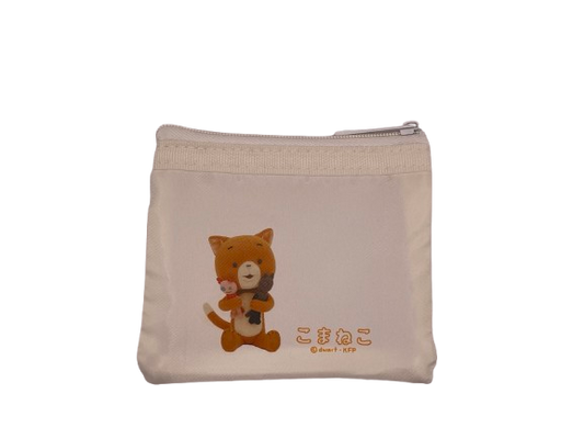 KOM-012 こまねこ　メッシュコンパクトポーチ　ベージュ