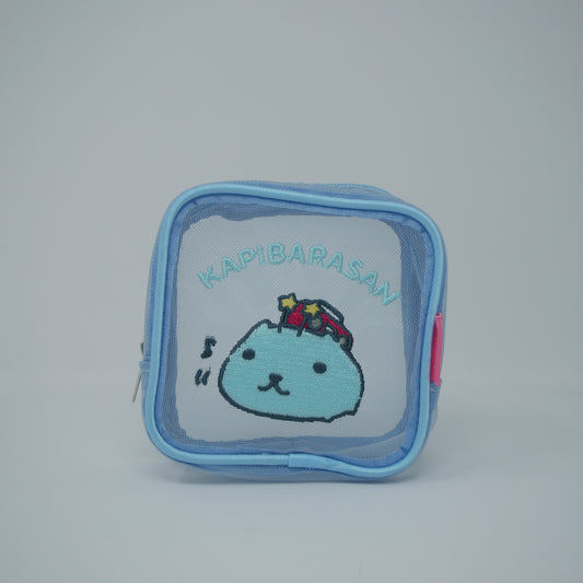 MAK-81 カピバラさん　刺繍メッシュボックスポーチ（とぅえんくるさん）