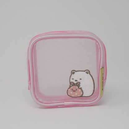 MAS-007 すみっコぐらし刺繍メッシュスクエアポーチ(しろくま)