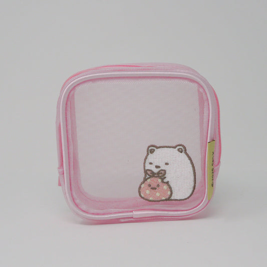 MAS-007 すみっコぐらし刺繍メッシュスクエアポーチ(しろくま)