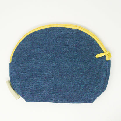 PIC-051 かえるのピクルス　デニム刺繍ポーチ（ミモザ）