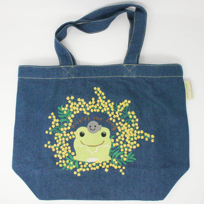 PIC-050 かえるのピクルス　デニム刺繍トート（ミモザ）