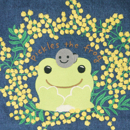 PIC-050 かえるのピクルス　デニム刺繍トート（ミモザ）