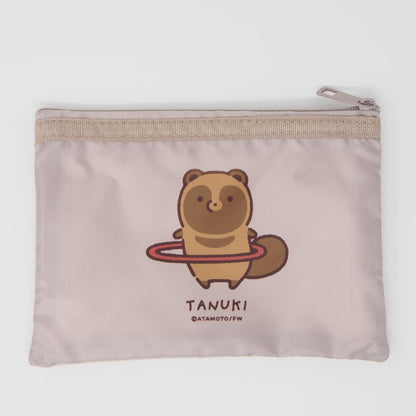 MAT-10 タヌキとキツネ　メッシュミニポーチ　タヌキ