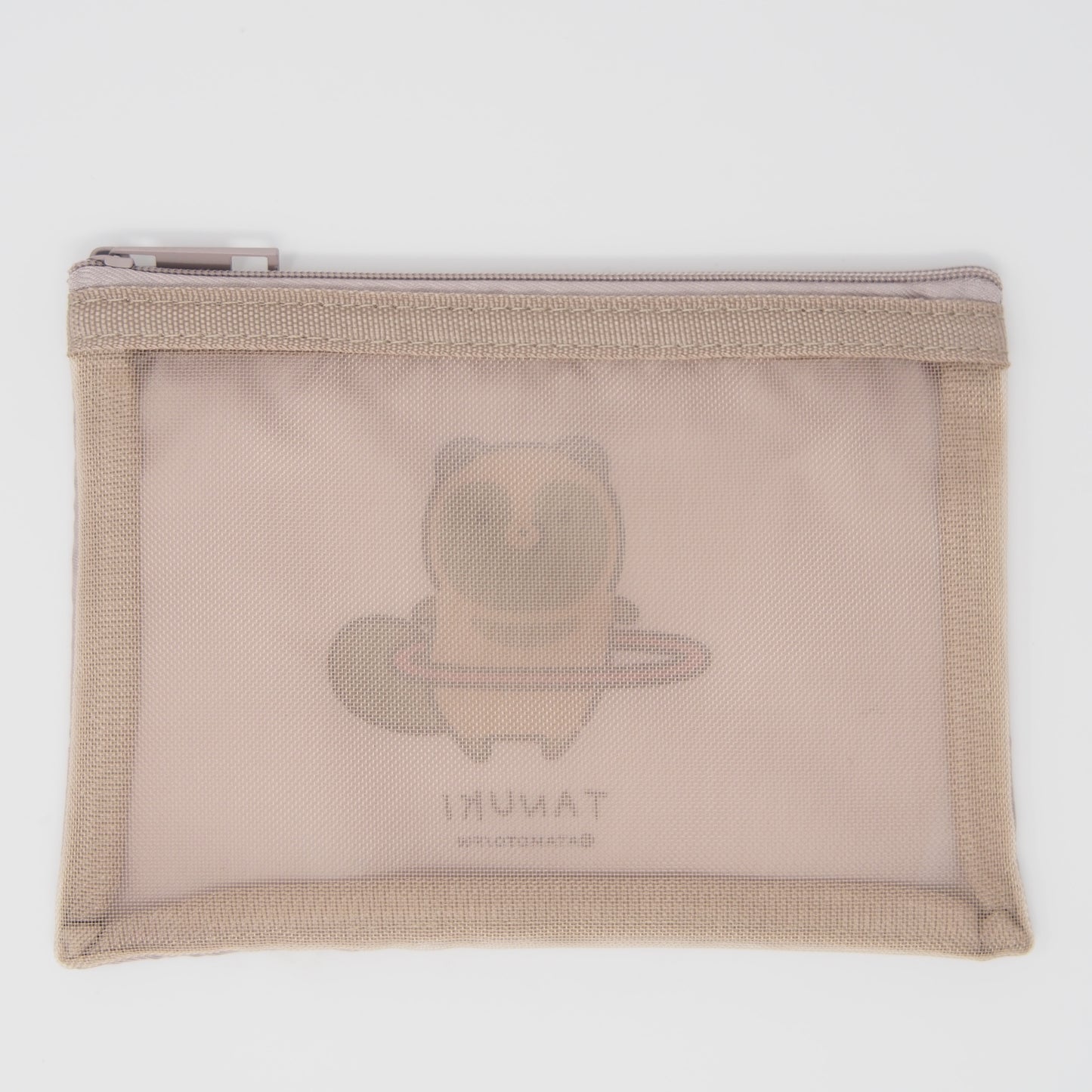 MAT-10 タヌキとキツネ　メッシュミニポーチ　タヌキ