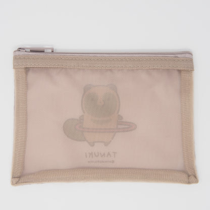 MAT-10 タヌキとキツネ　メッシュミニポーチ　タヌキ