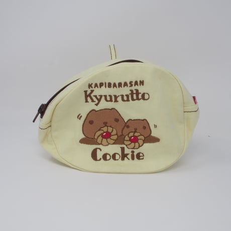 カピバラさん 刺繍ラウンドポーチ（クッキー）